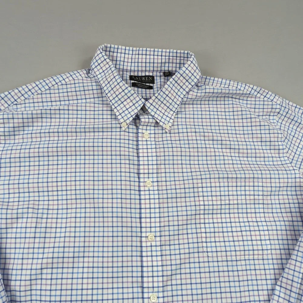 Lauren Ralph Lauren Shirt Mens 4XL Blue Plaid 20 34/35 Black Label Casual Preppy